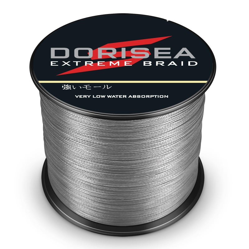Dorisea خط صيد مضفر دوريسيا إكستريم 100% بي رمادي 109 ياردة - 2187 ياردة 6-550 رطل اختبار خيط صيد مقاوم للاحتكاك سوبرلاين مذهل (100م/109 ياردة 6 رطل/0.10 مم) - Image 2